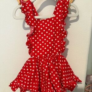 Numi kids “Minnie” Red Polka Dot Ruffle Dress EUC